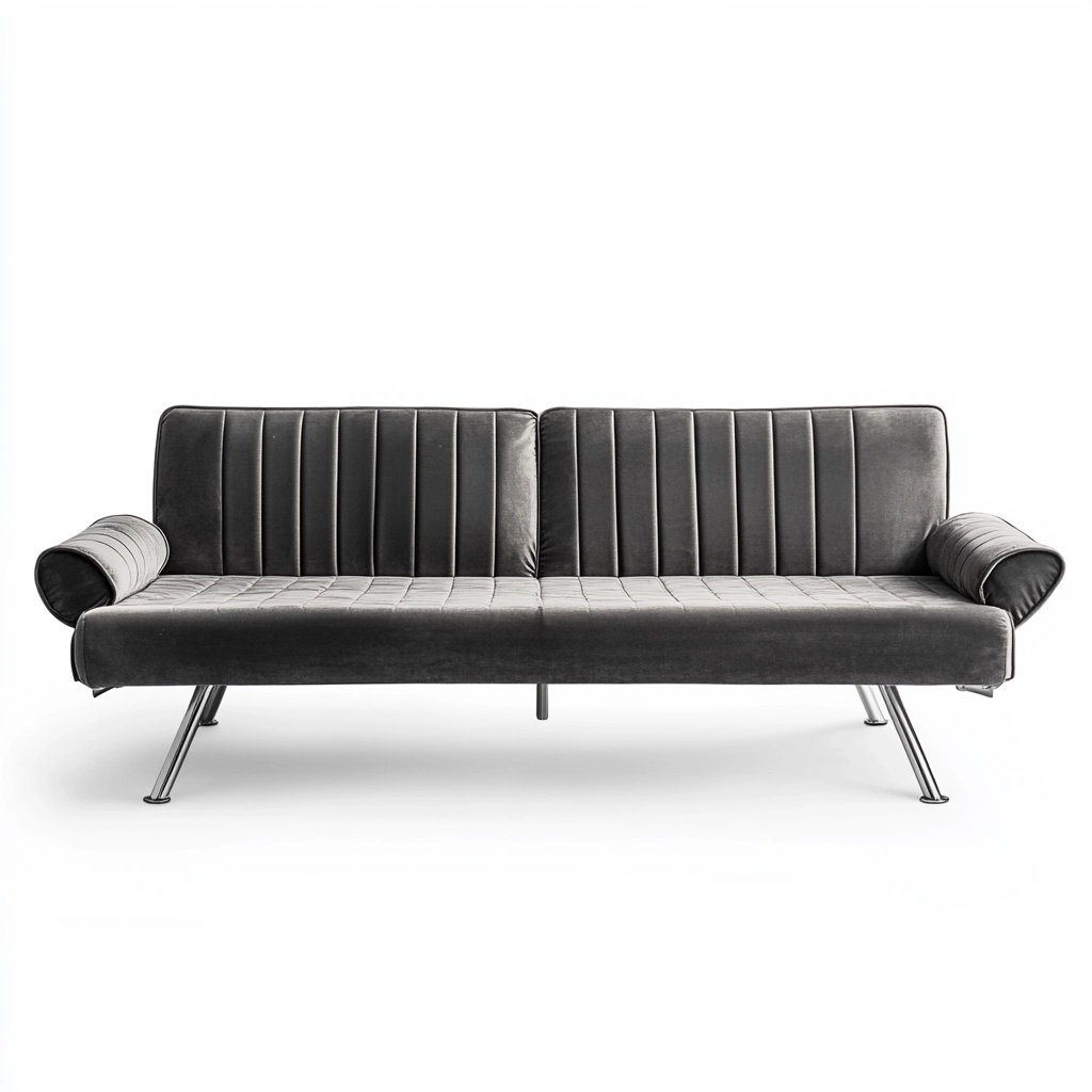 Sofá Cama de Terciopelo Gris para Sala