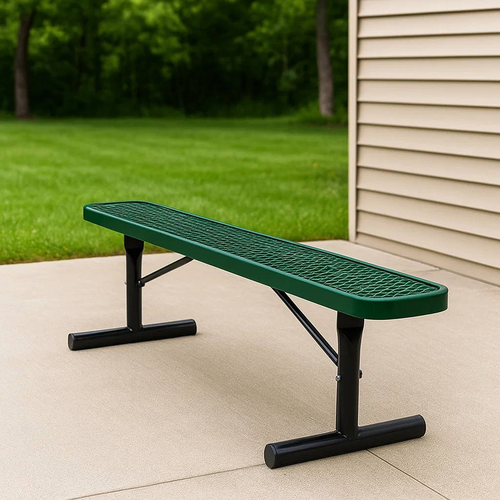 Banco de parque,verde,acero,exterior,243x25x41 cm
