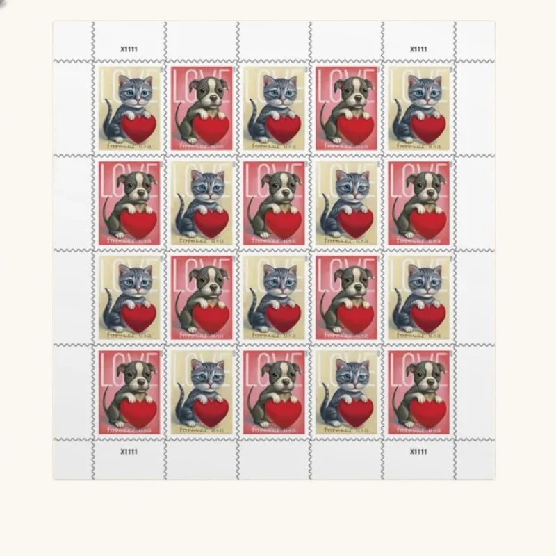 2023 Love Puppy and Kitten - First Class Forever Postage Stamps(100 Stamps 5 Sheets)