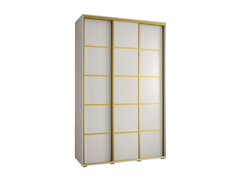 Armario Biocasahogar de 4 puertas correderas 235.2/170/60 cm blanco con detalles dorados HW7780848
