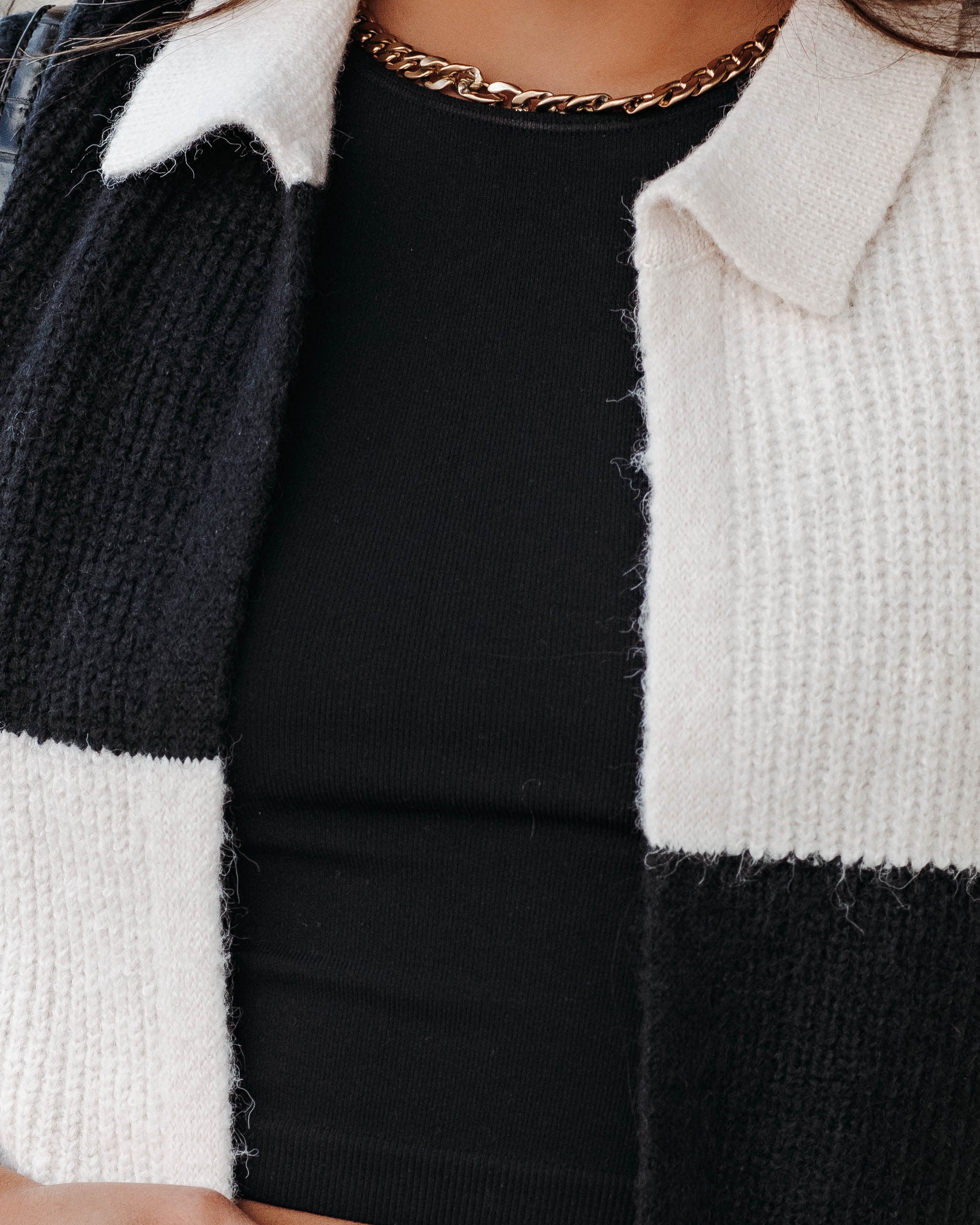 All The Right Moves Checkered Collared Cardigan - Se7enfashion