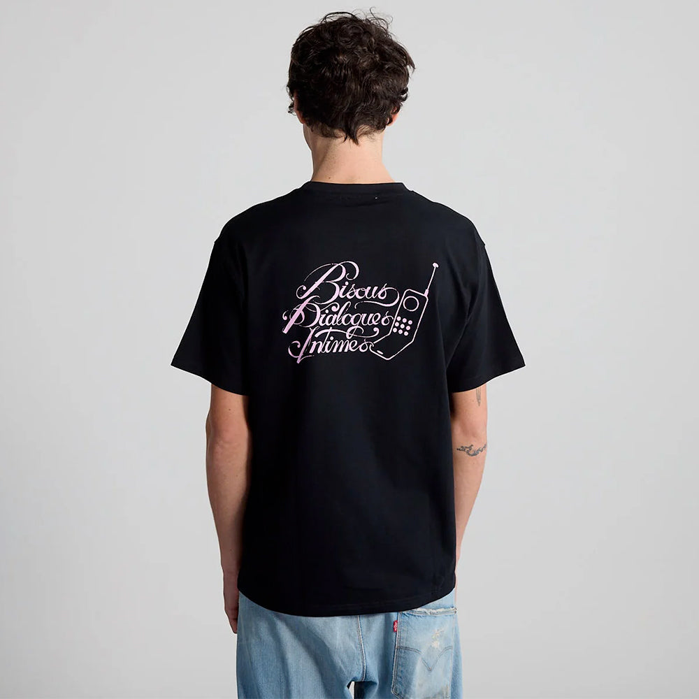 Bisous Skateboard - T-shirt Dialogues Intimes - Noir
