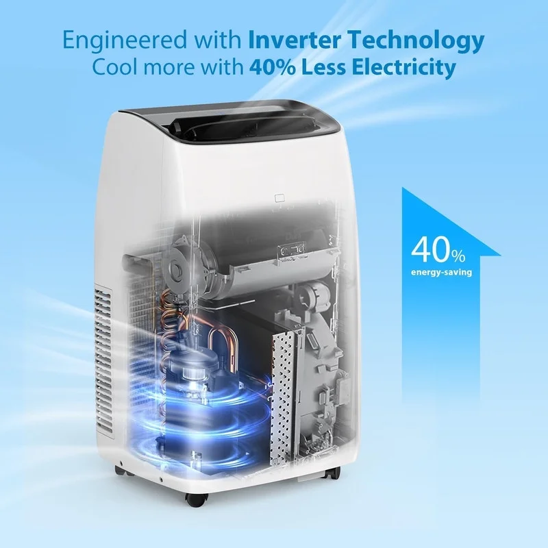 Portable Air Conditioners, 14000 BTU Air Conditioner for Rooms Up to 750 Sq.Ft, AC Unit with Heat, Sleep Mode, Dehumidifier, Fan, Remote Control, 24H Timer, Easy Setup for Bedrooms, Black Top - Image 4