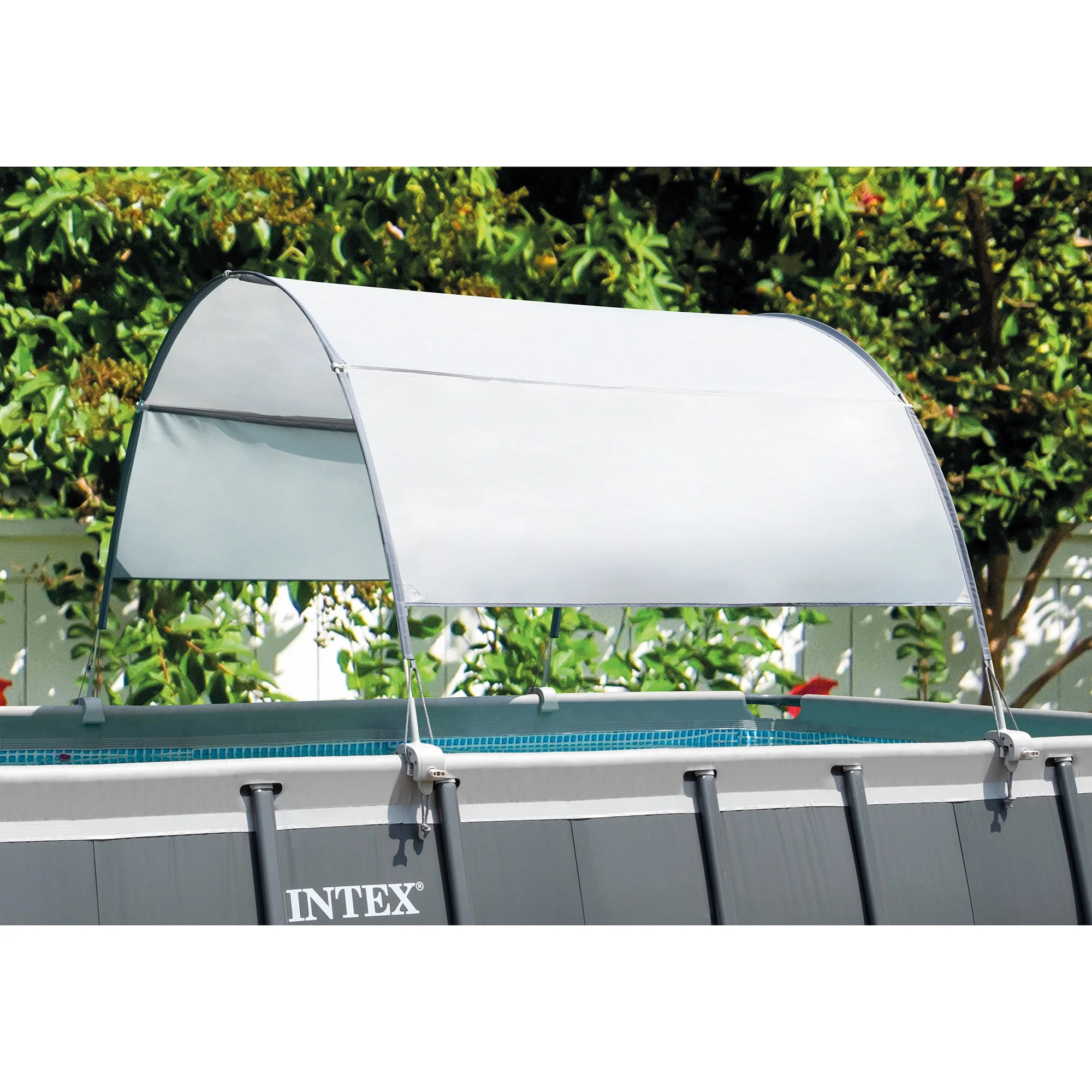 Intex 16' x 42" Frame Rectangular Above Ground Swimming Pool Set w/ Canopy - Image 8