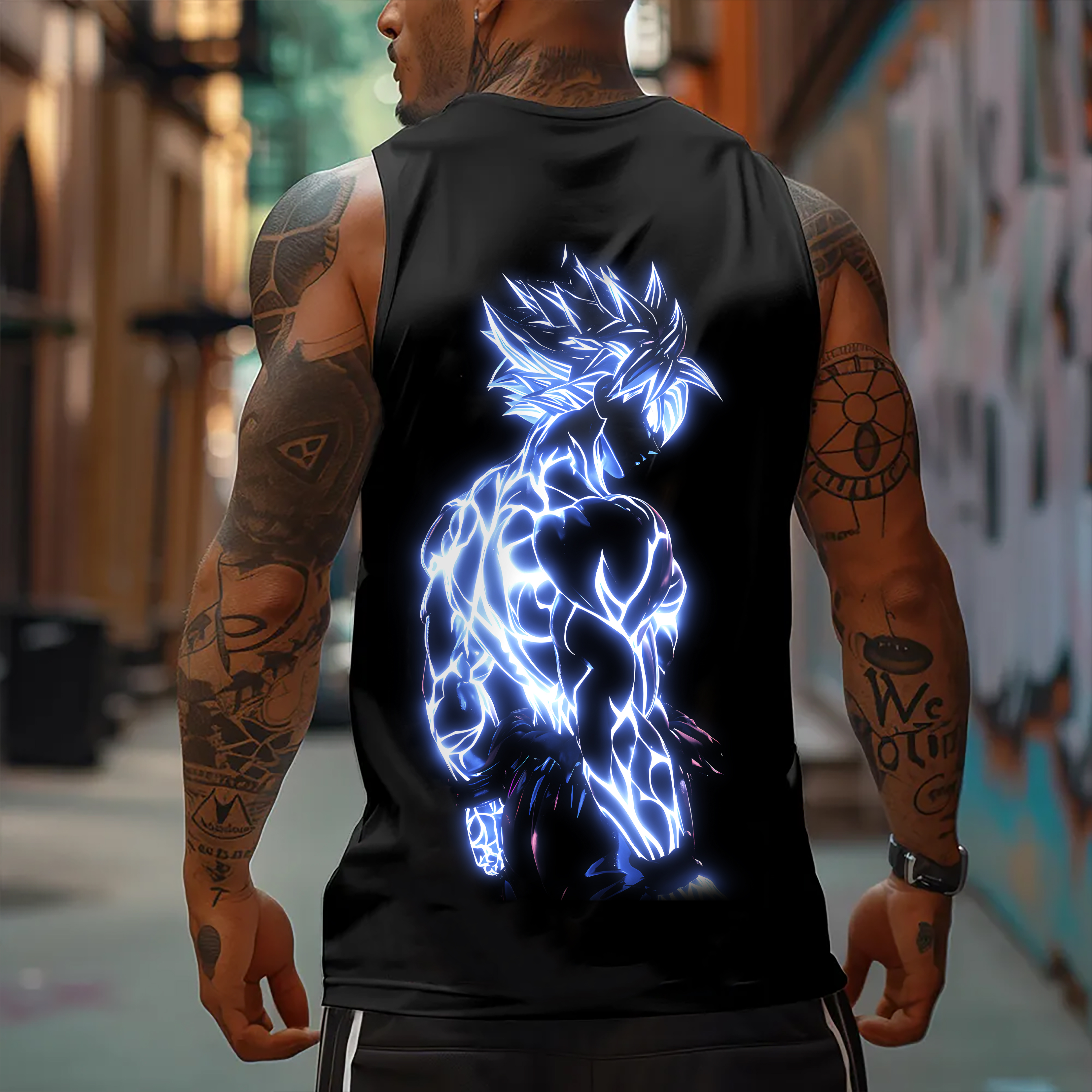 Oversized Anime Print Gym Tank Top丨Comicssoul