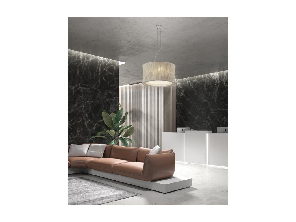 Lámpara de techo CORA estilo clásico - pantalla cinta plisada- D. ø59 cm x 3x E27 60W - acero y negro - IP20