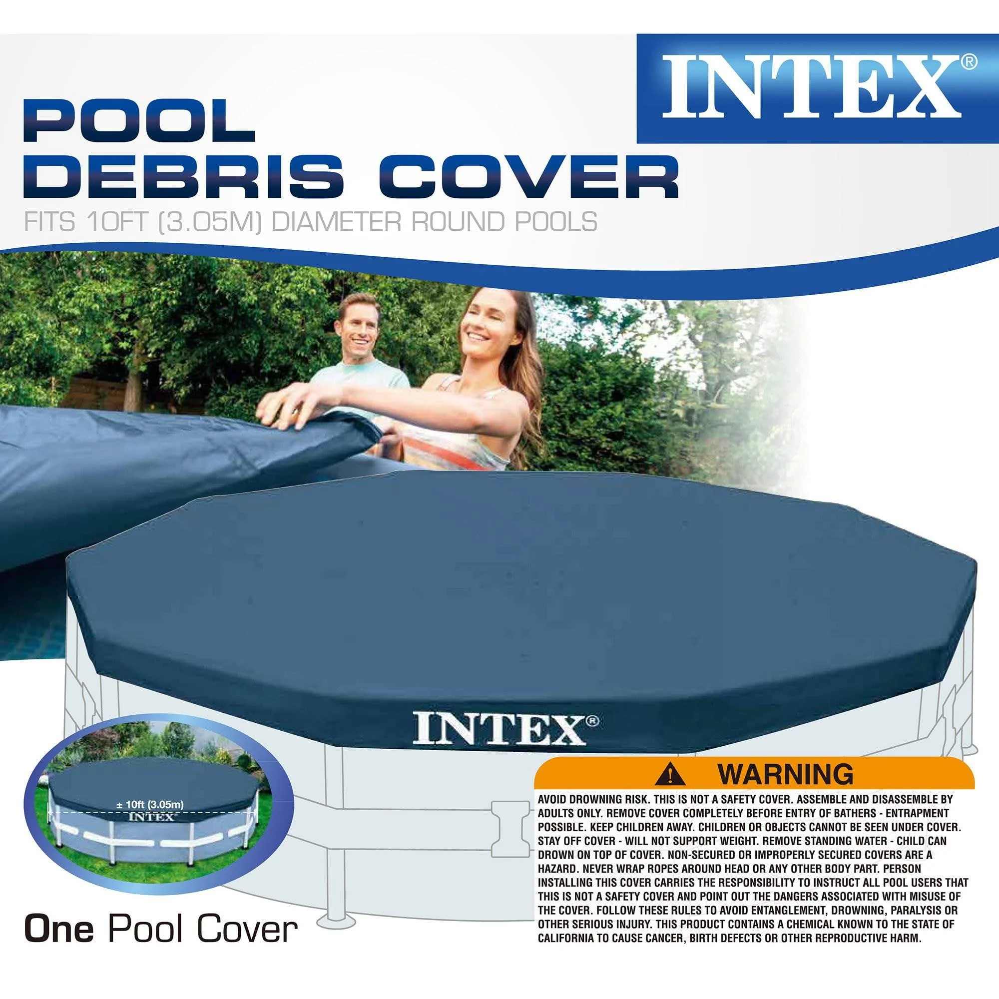 Intex Metal Frame 10' x 30" Outdoor Swimming Pool with Filter Pump & Cover Metal frame pools Round - Image 2