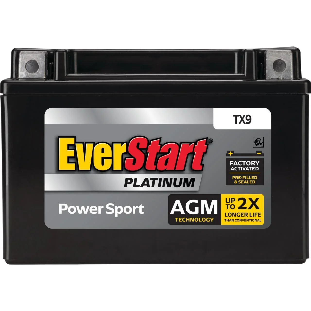 EverStart Platinum BOXED AGM Power Sport Battery, Group Size TX9 12 Volt, 120 CCA