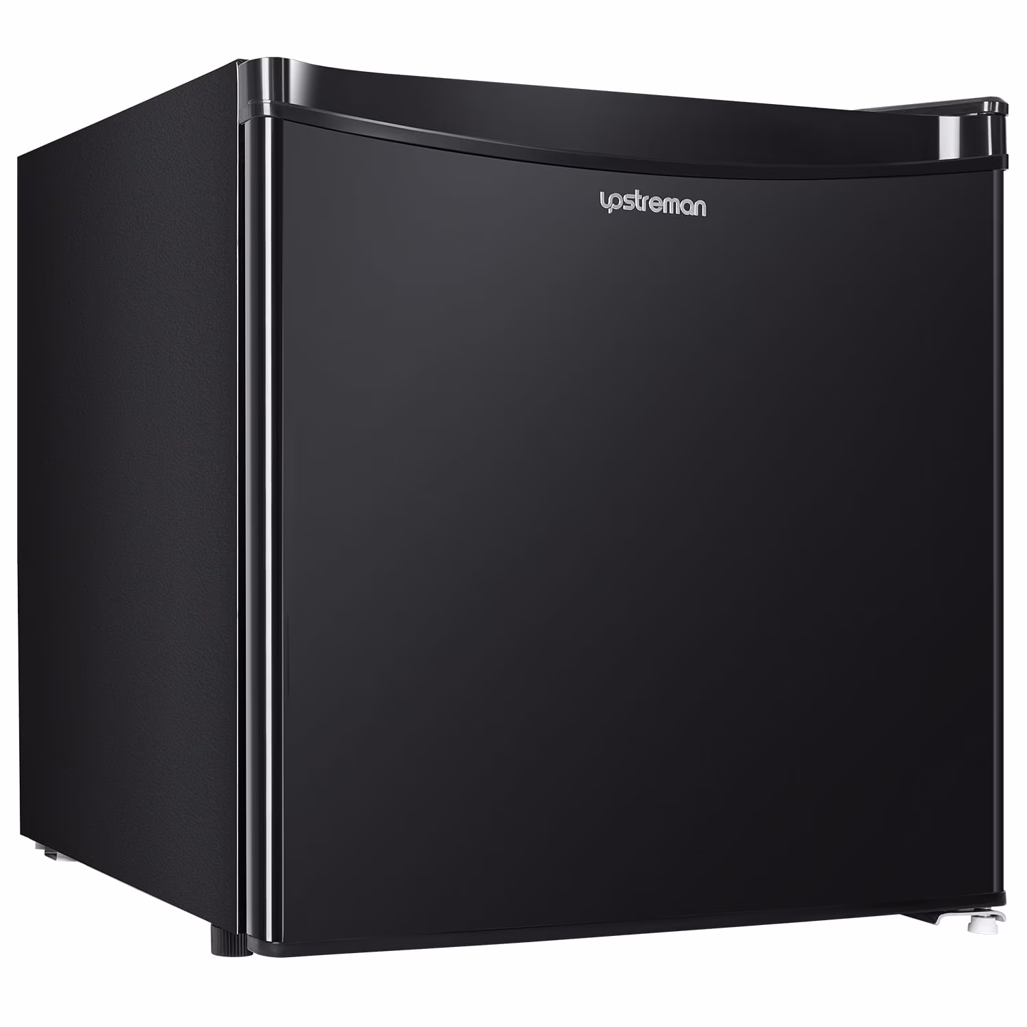 Upstreman 1.7 cu ft Mini Fridge with Freezer Single Door Compact Refrigerator, Low Noise, Energy Saving, Adjustable Temperature, Reversible Door, for Home Office Dorm, Black FR17(Stainless Steel)