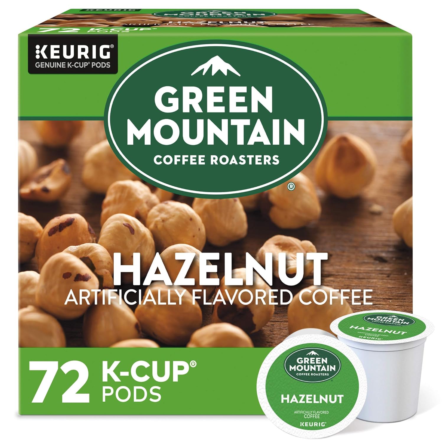 Green Mountain Coffee Roasters Hazelnut Keurig Single-Serve K-Cup pods. Light Roast Coffee. 72 Count
