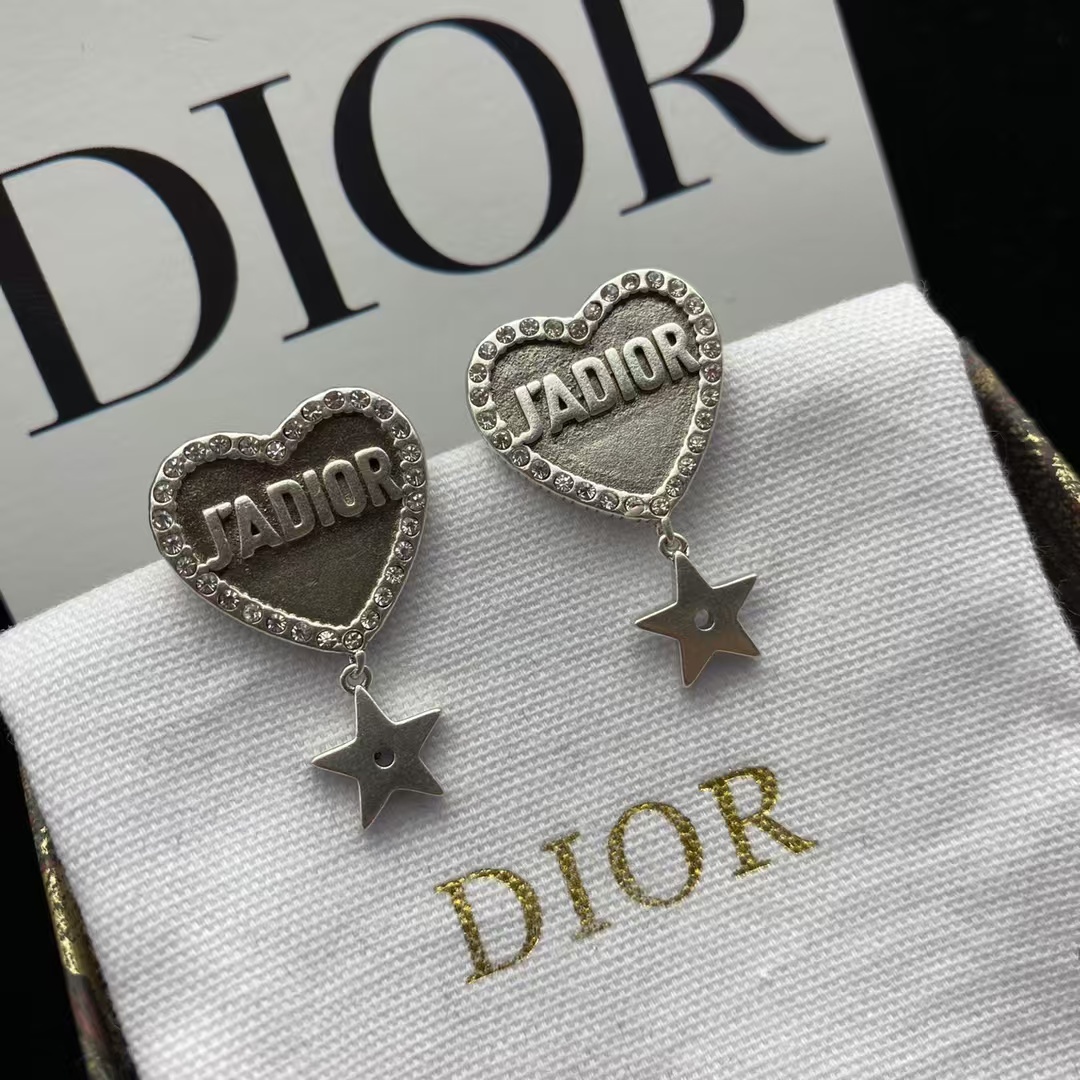 Dior JADIOR Heart with Star Drop Earrings - Original Replica Club