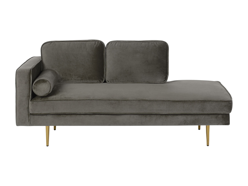 Chaise longue de terciopelo gris pardo izquierdo MIRAMAS