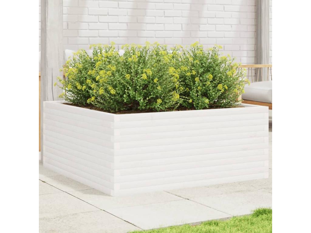 Jardinera madera maciza de pino blanco 110x110x46 cm