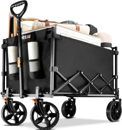 Uyittour Collapsible Wagon Cart Heavy Duty Foldable, Utility Grocery Wagon for Camping Sports Shopping