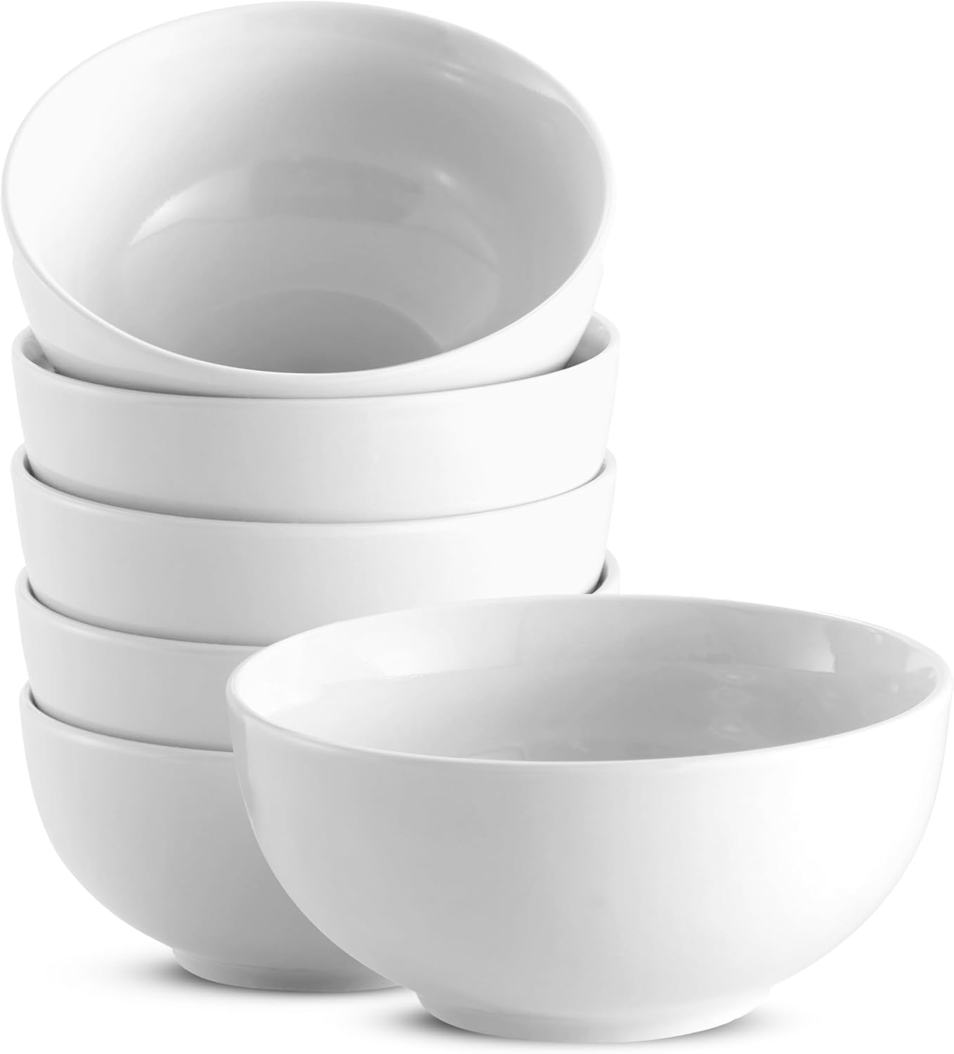 KooK Soup Bowls, Cereal Bowl, Ceramic, Bowls for Kitchen, Microwave, Dishwasher and Freezer Safe, Porcelain Dishes for Pasta, Salad, Oatmeal, Deep Interior, 20 oz, Set of 6, (Red)