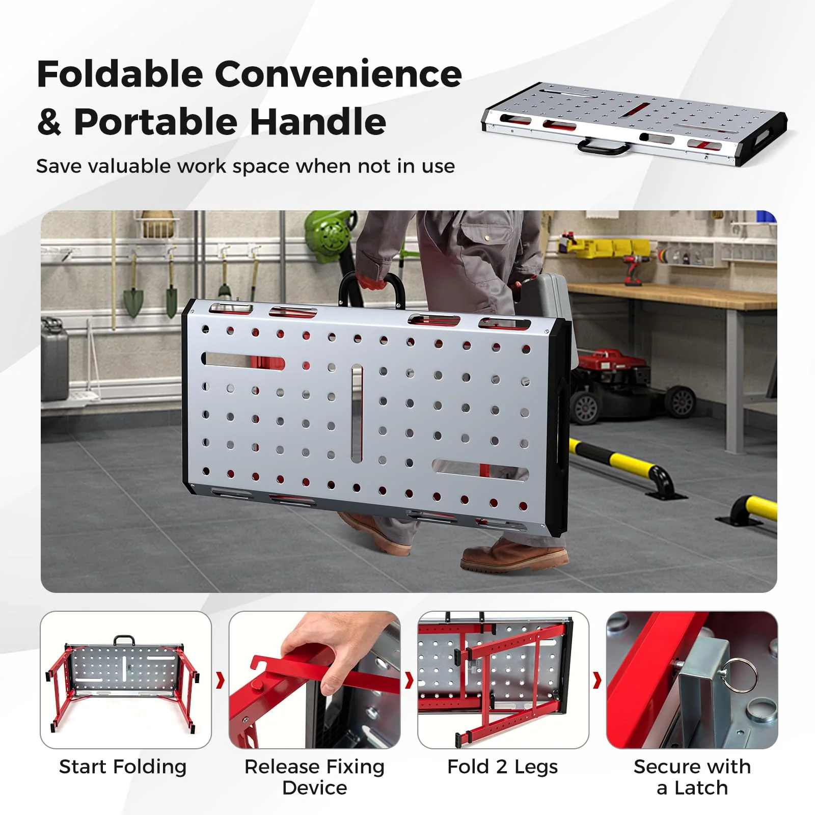 Eletriclife 42 Inches x 21 Inches Welding Table with Adjustable Height and 2 Bar Clamps