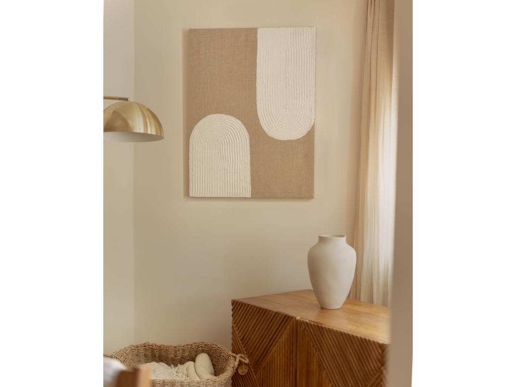 Cuadro decorativo sobre lienzo de lino con marco de madera negro pintado artesanalmente con pintura al oleo de 60x80cm - NIKI - Laocacasas