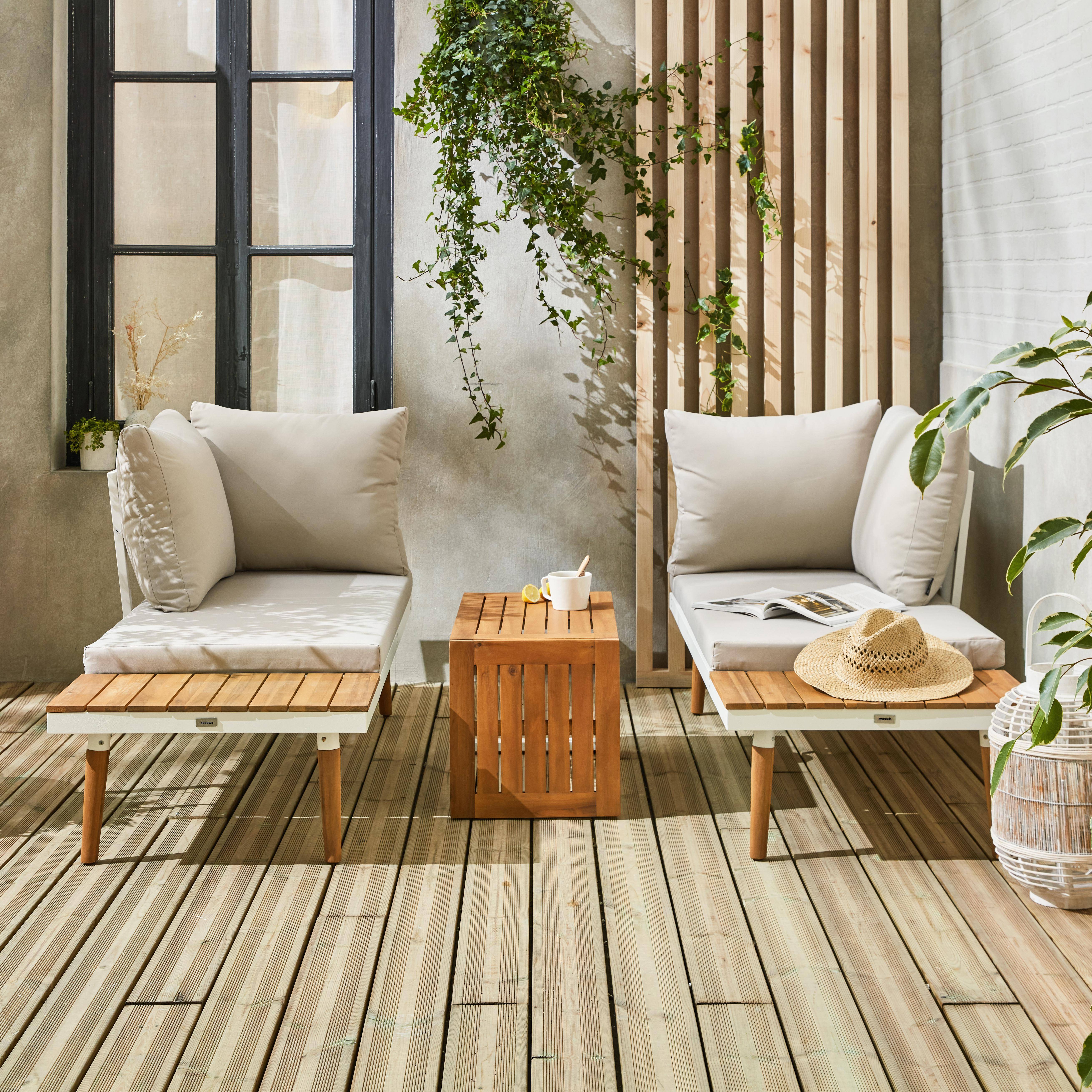 Sao Paulo - Conjunto de jardín en aluminio y en madera de acacia, 4 plazas