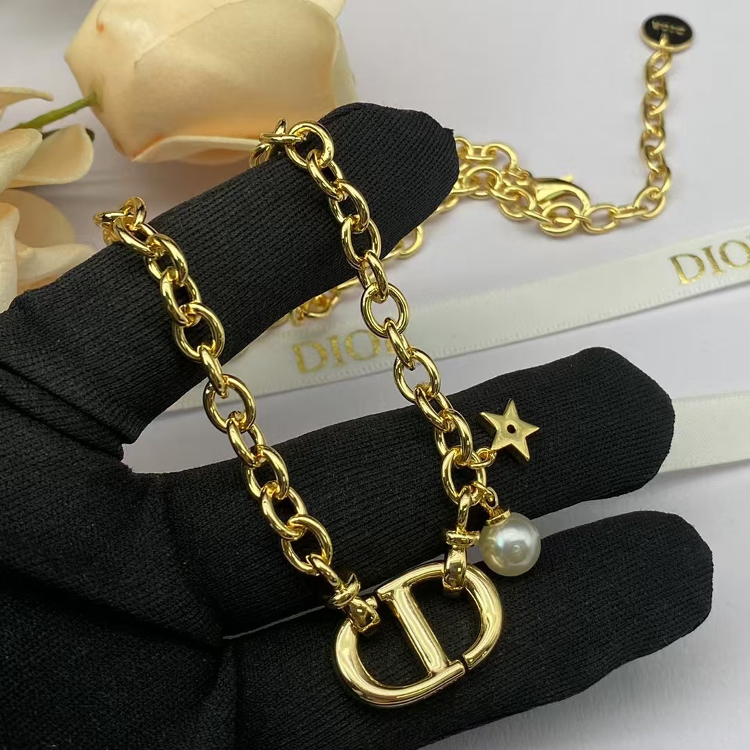 Dior CD Pendant with Star Pearl Charm Necklace - Original Replica Club