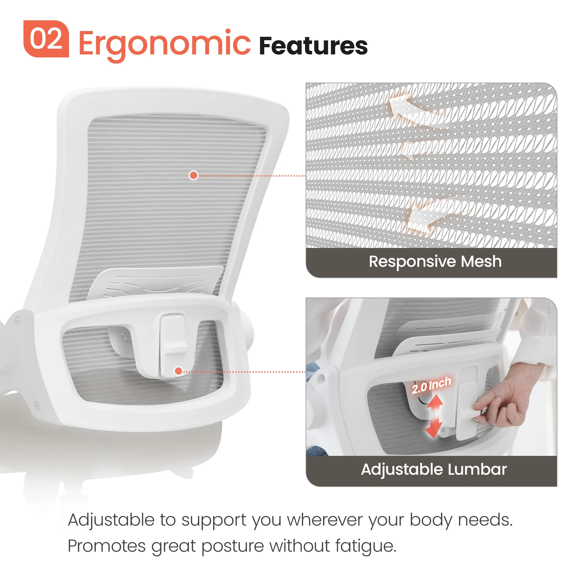 NEO CHAIR Ergonomic Office Chair, Adjustable High Back Mesh Desk Chair with Flip-up Arms, Black - Image 13