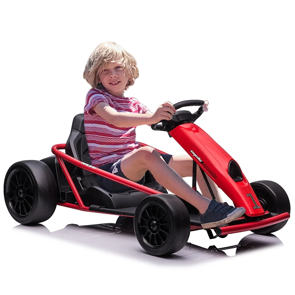 Kojooin Go Kart for Kids,24V Battery 300WX2 Motors Pedal On Foot Go Cart,8MPH High Speed Drifting Car with Slow Start Function,Rose red - Image 10