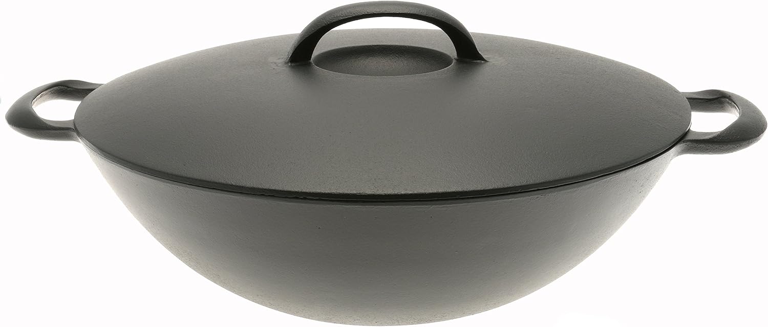 Iwachu Cast Iron Wok with Lid, Black