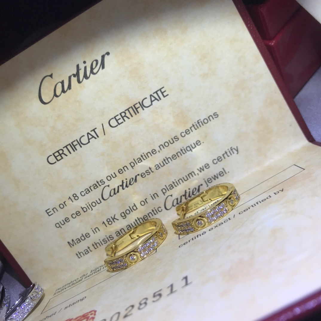 Cartier LEVE Full Paved Diamond Hoop Earrings - Original Replica Club