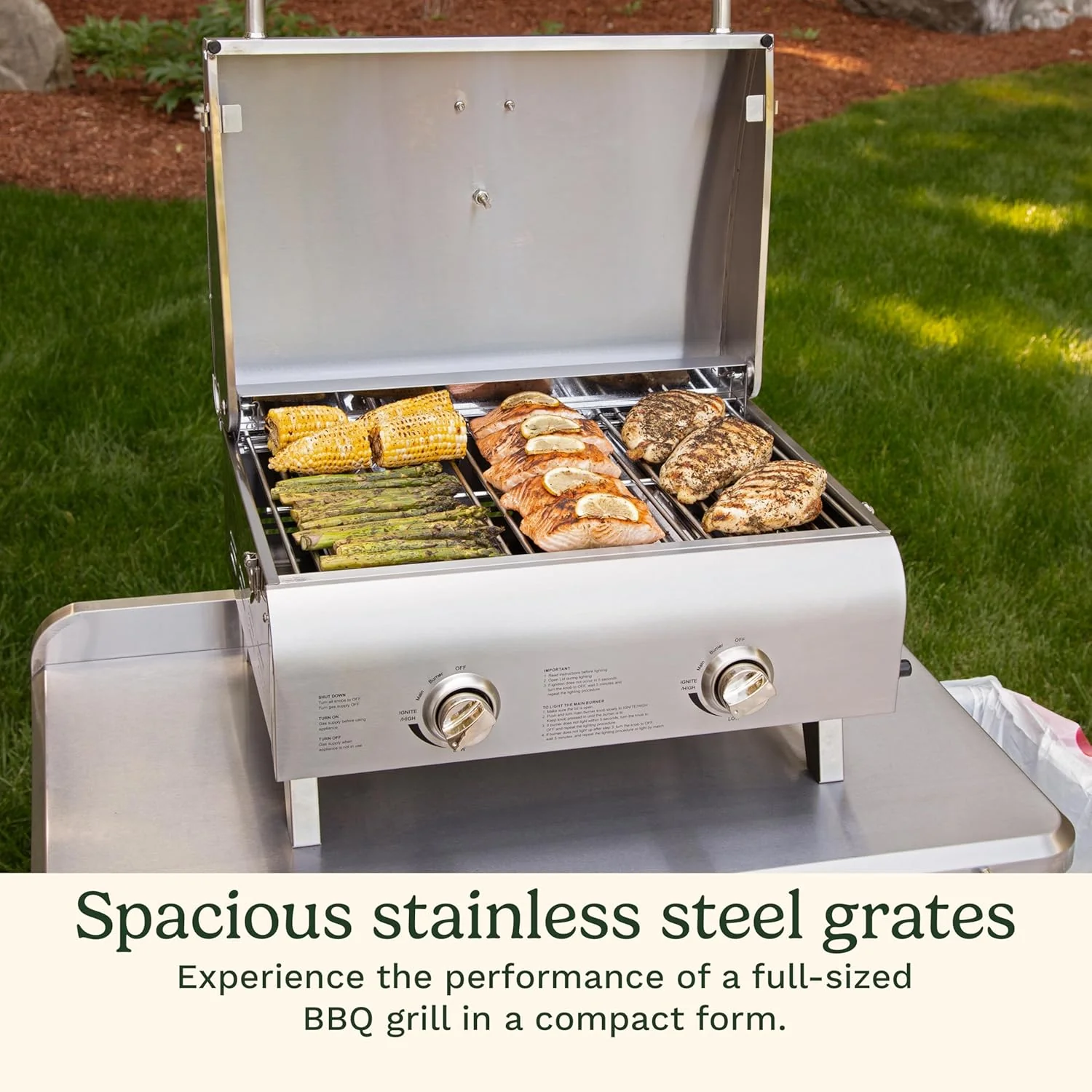 Cuisinart Chef's Style Tabletop Portable Propane Grill 20,000 BTU Stainless Steel Gas Grill