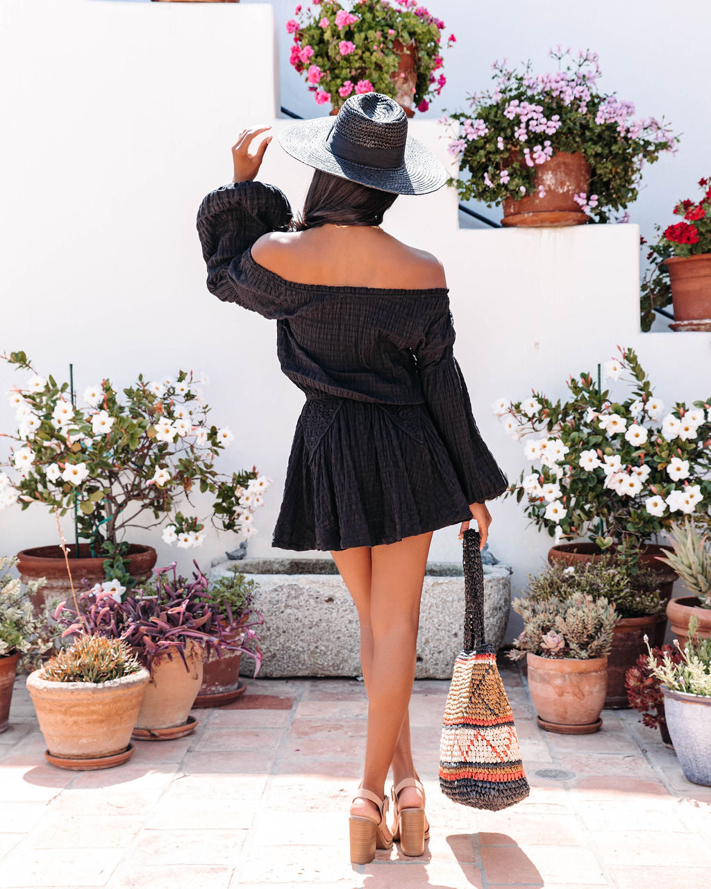 Aflame Cotton Pocketed Off The Shoulder Mini Dress - Black - FINAL SALE - Se7enfashion