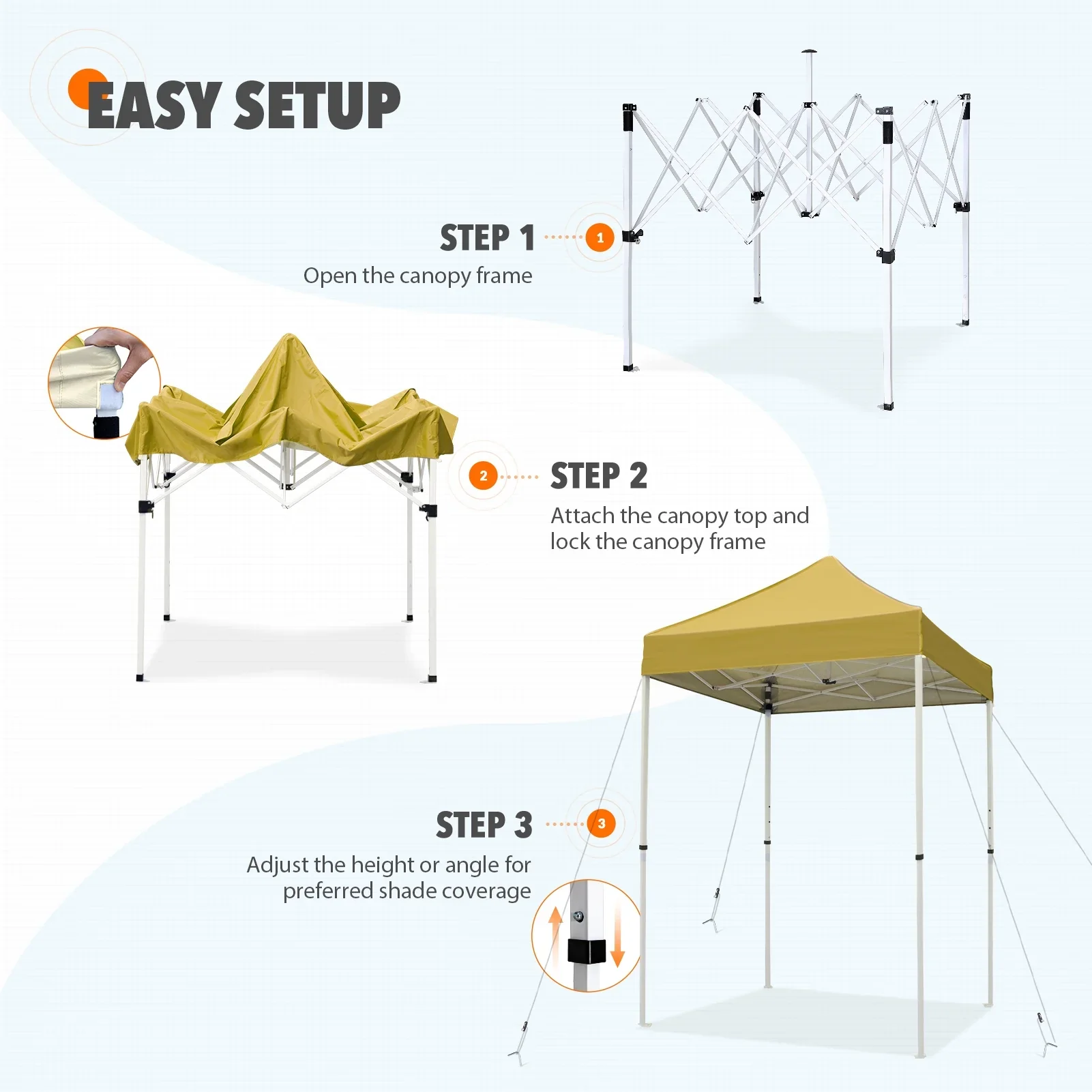 EAGLE PEAK 5x5 Pop up Canopy Tent Instant Outdoor Canopy Easy Set - up Straight Leg Folding Shelter（blue）
