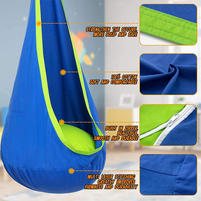 Backyard Garden Kids Outdoor and Indoor Swing Hammock Chair Babies Hanging Hammock Bed Durable Nylon Hammock Chair
