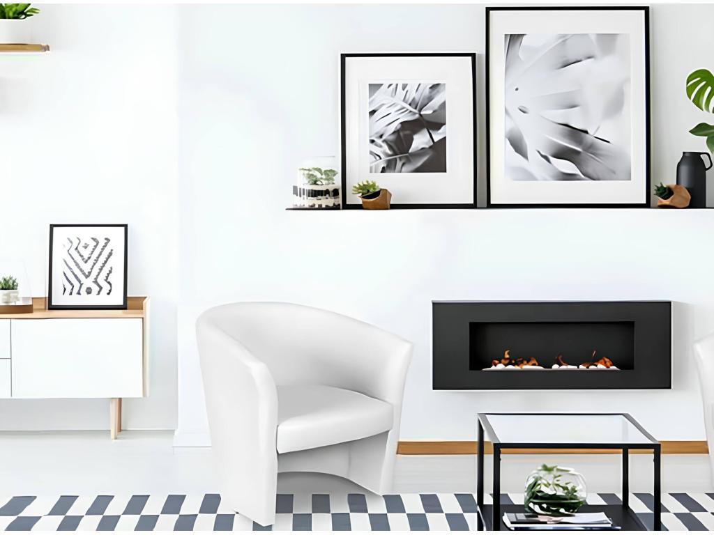 Sillón Luzssnh - Sillón de salón - Asiento acolchado - Silla con reposabrazos de cuero ecológico - 64x63h76 cm - Blanco