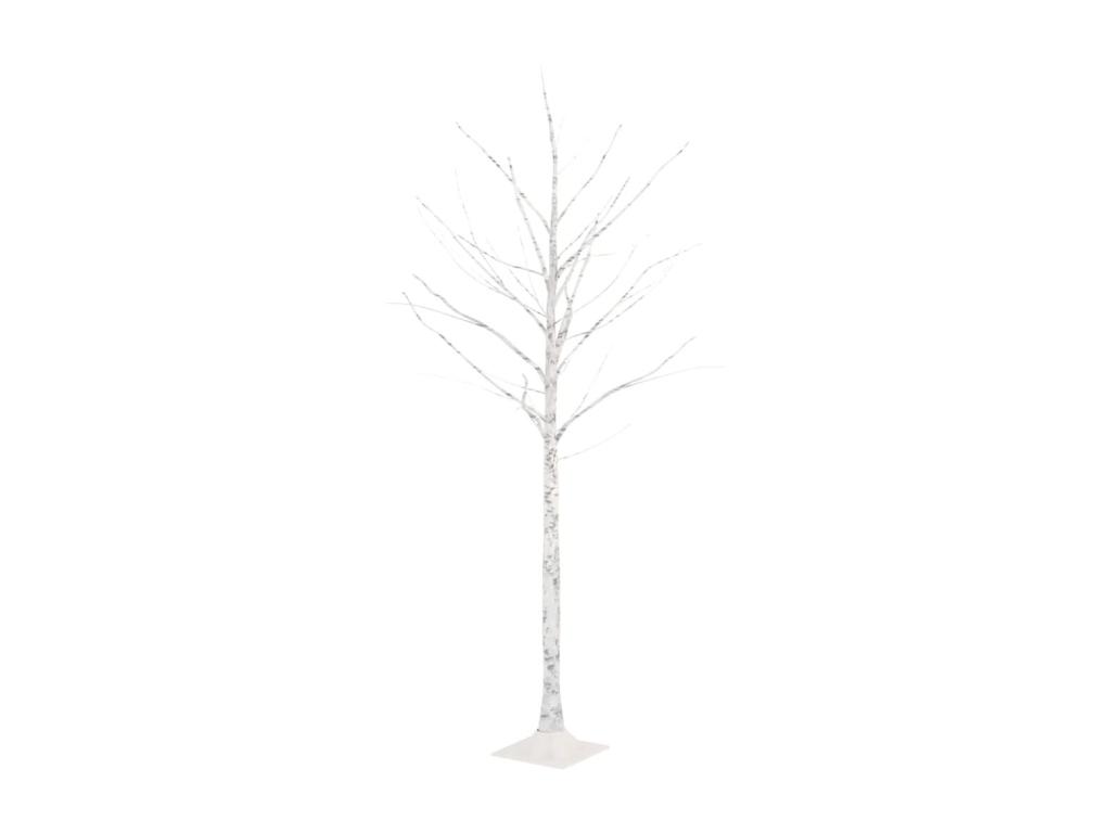 Abedul artificial blanco con 96 LEDs blanco cálido 180 cm