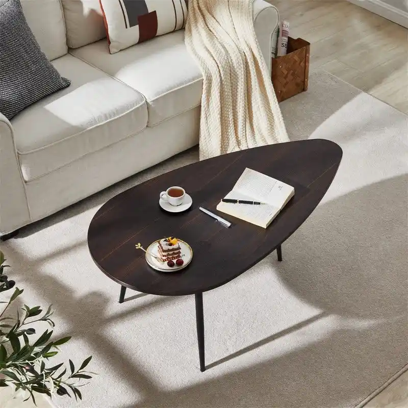 Unique Oval Coffee Table for Small Spaces - Dimensions: 22.2D x 42.5W x 17.1H