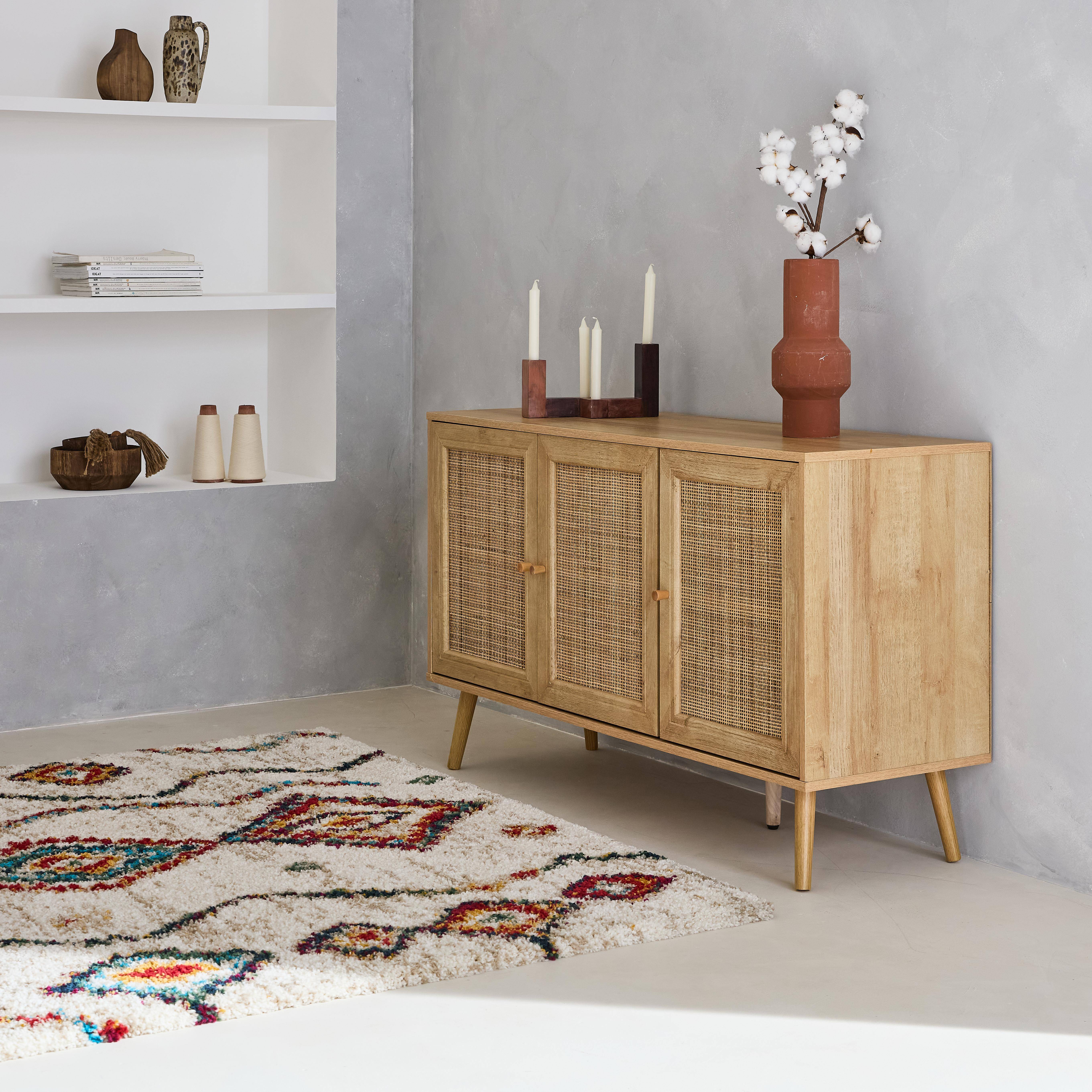 Boheme - Aparador 3 puertas de caña, 120cm