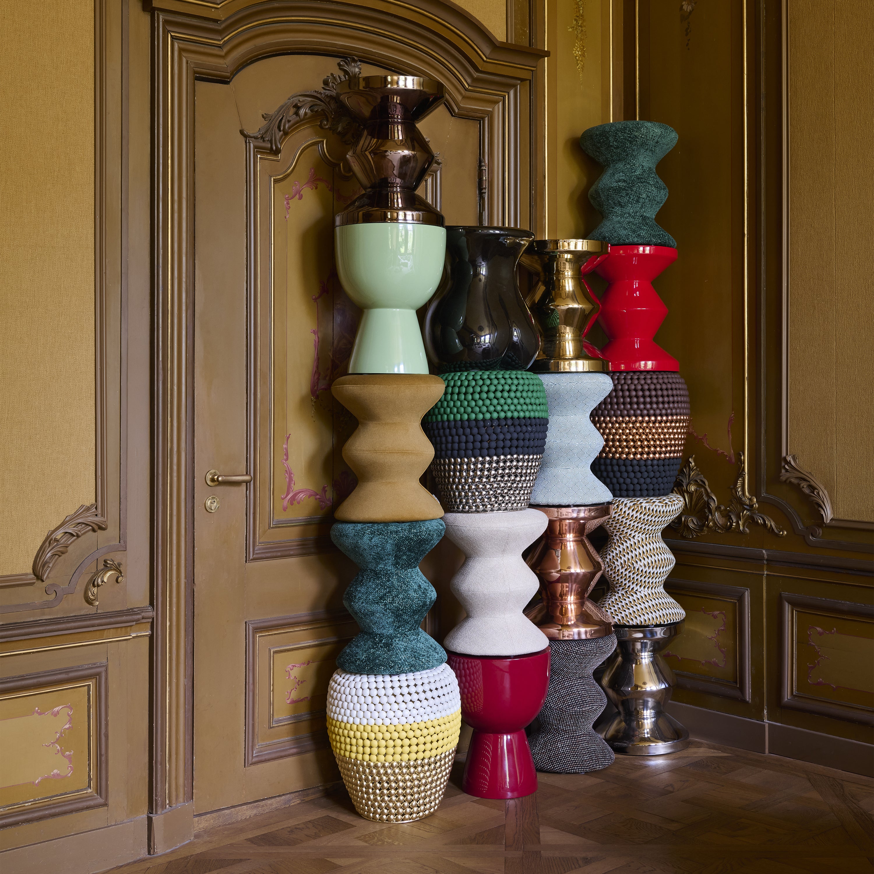 POLSPOTTEN Zig Zag Kruk - Oker