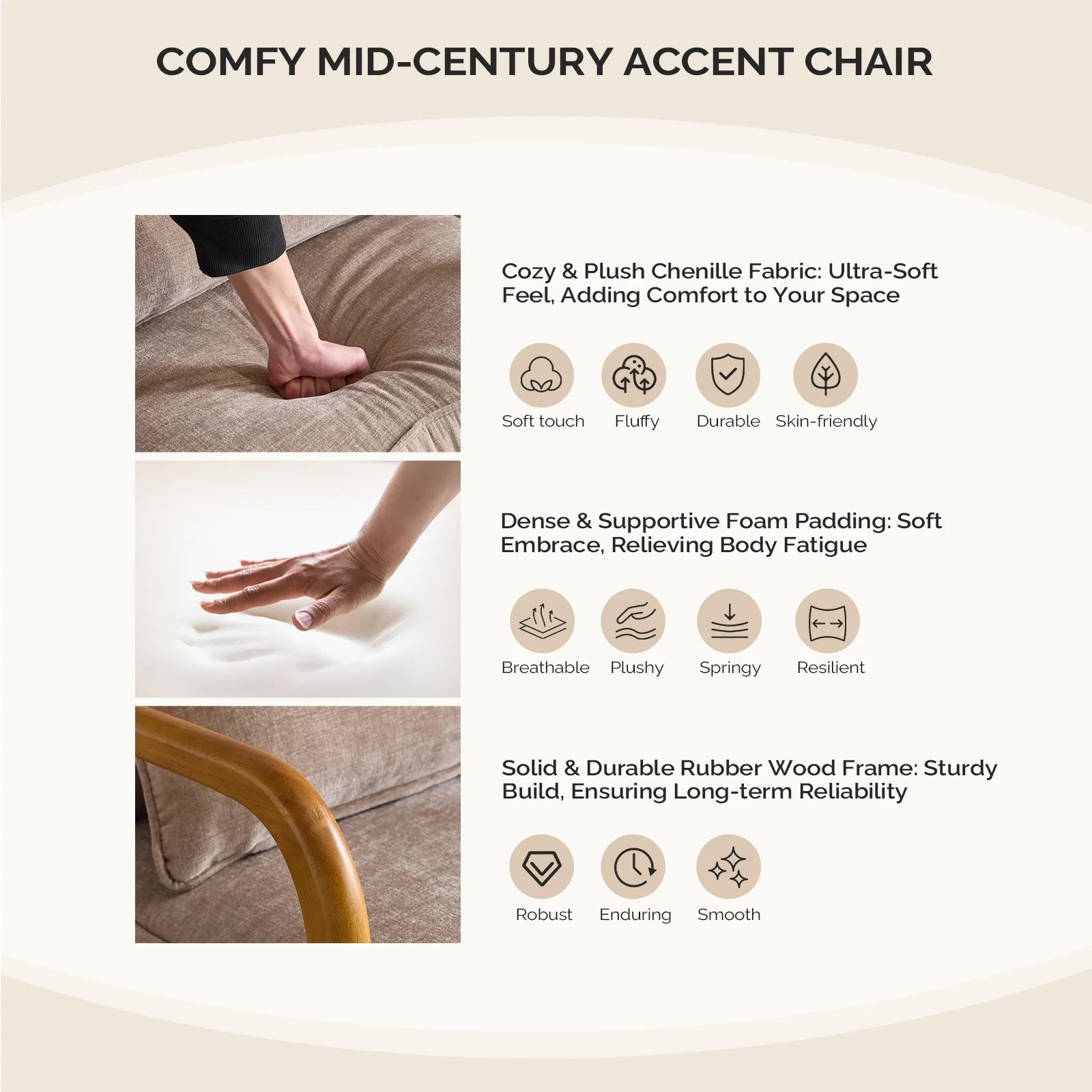 Ktaxon Accent Chair Corduroy Upholstered Armchair, Reading Club Chair with Pillow and Solid Wood Frame for Living Room Bedroom Furniture Off White - Image 82