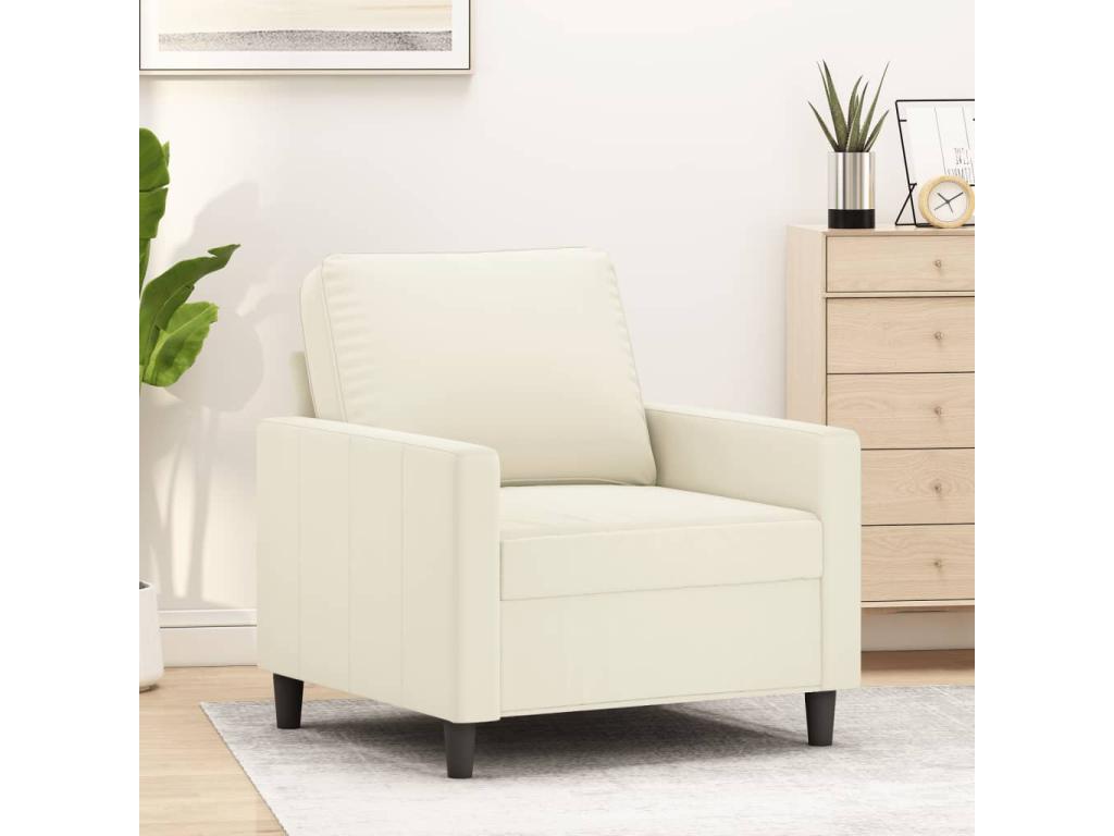 Sillón de terciopelo color crema 60 cm