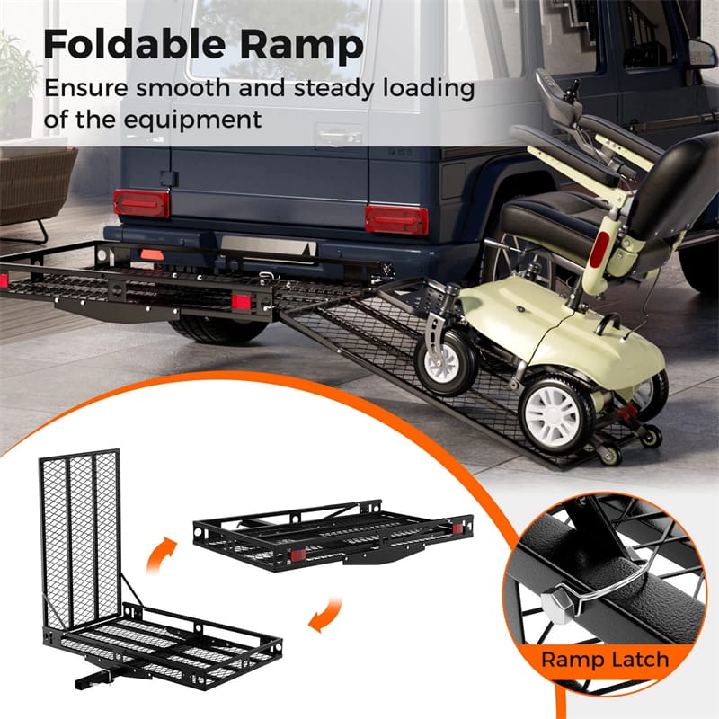 Eletriclife 500 LBS Hitch Mount Mobility Scooter Carrier Heavy-Duty Wheelchair Cargo Rack with Foldable Ramp