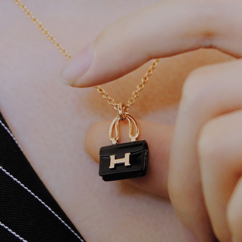 Hermes Black Bag Pendant Necklace - Original Replica Club