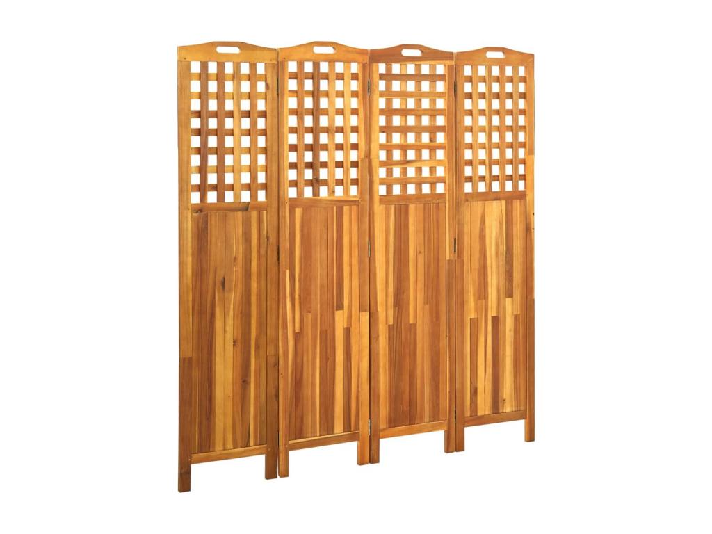 Biombo de 4 paneles madera maciza de acacia 121x2x120 cm
