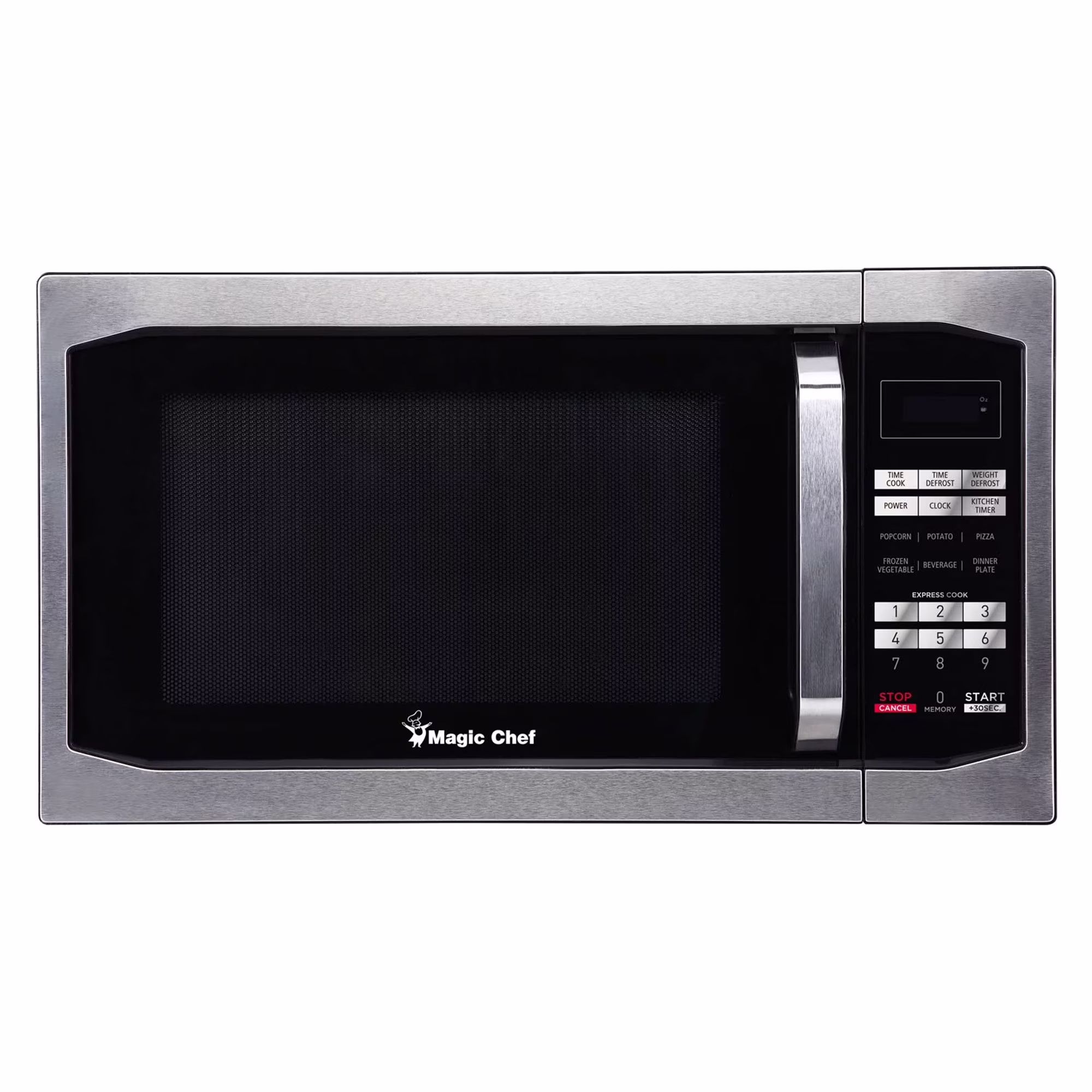 Magic Chef 1.6 Cu. ft. 1100W Countertop Microwave Oven with Push-Button Door in Black, New