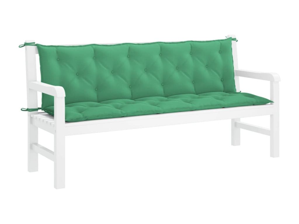 Cojines de banco de jardín 2 unidades tela Oxford verde 180x50x7 cm