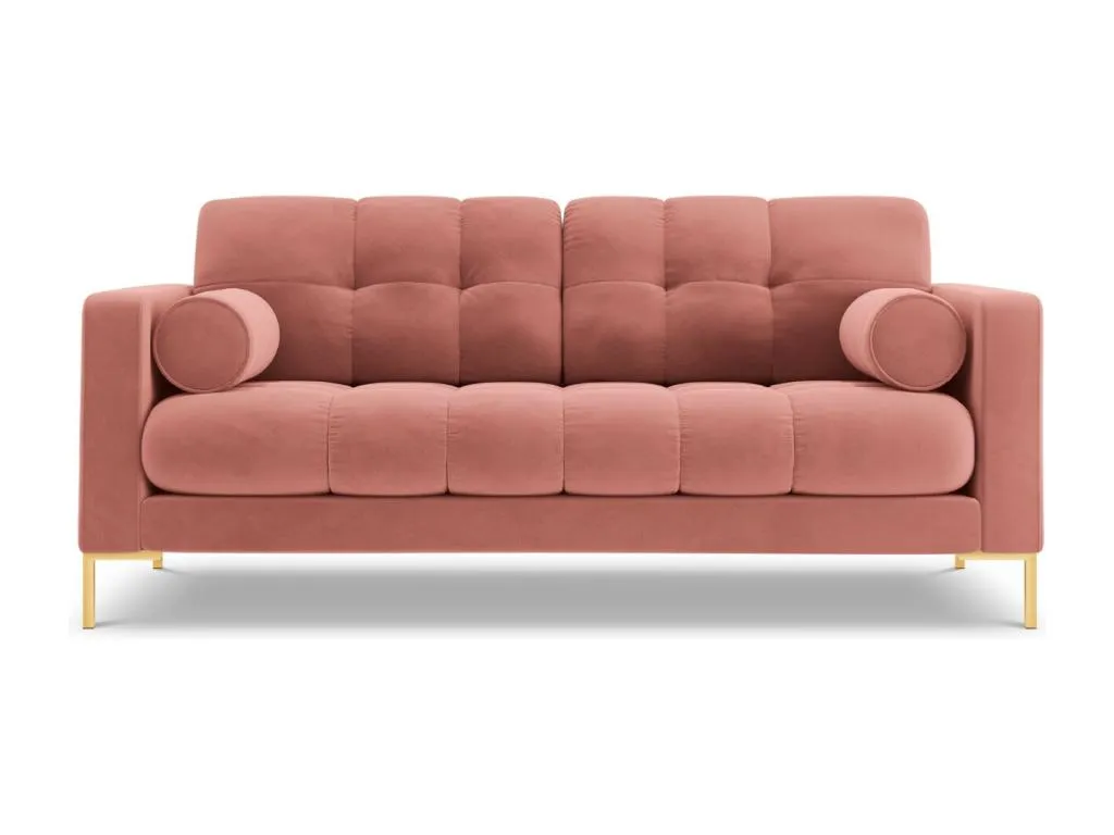 Decounico - Sofá Decounico 2 plazas de terciopelo rosa - 152x92x75cm