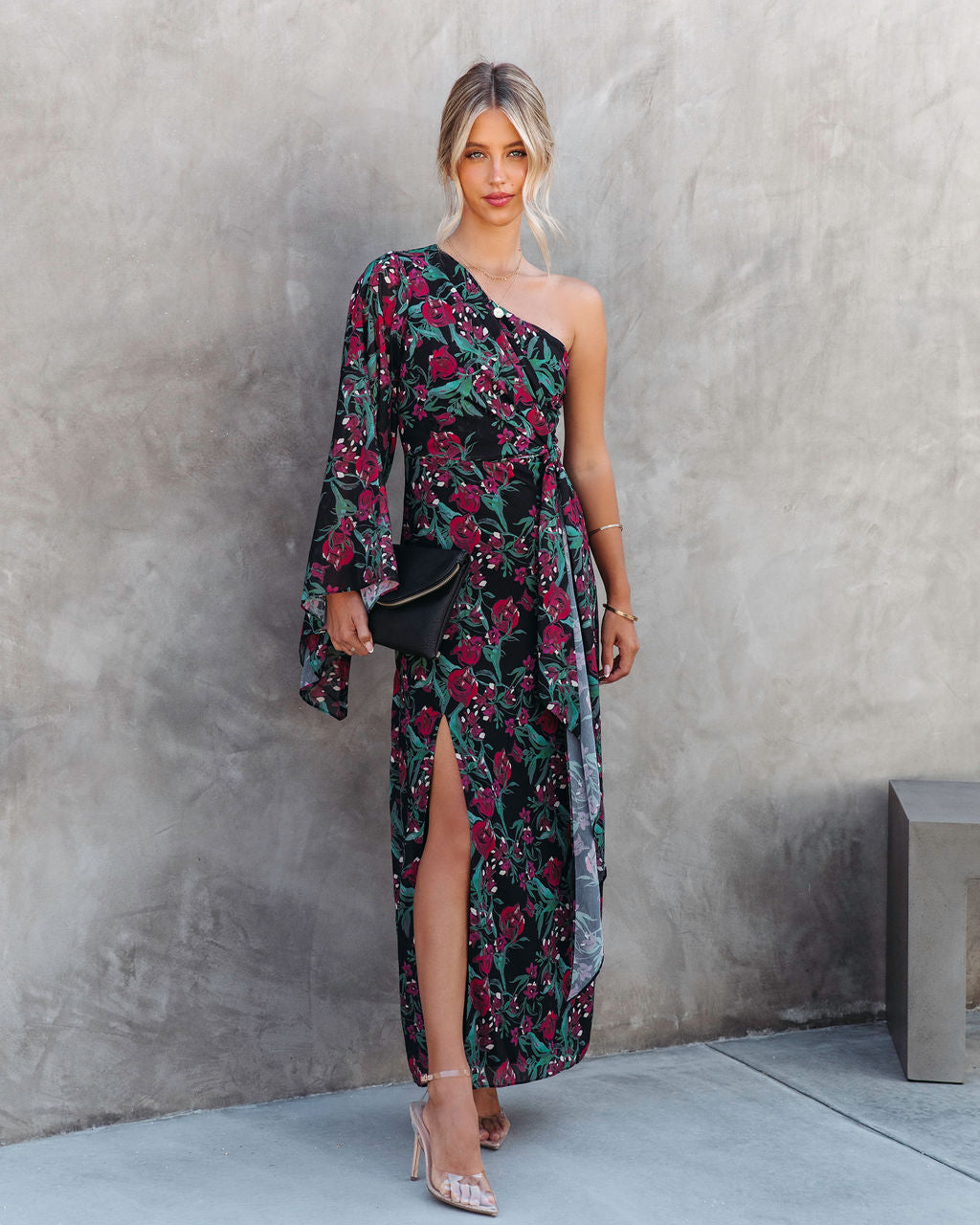 Such A Catch Floral One Shoulder Maxi Dress - Se7enfashion