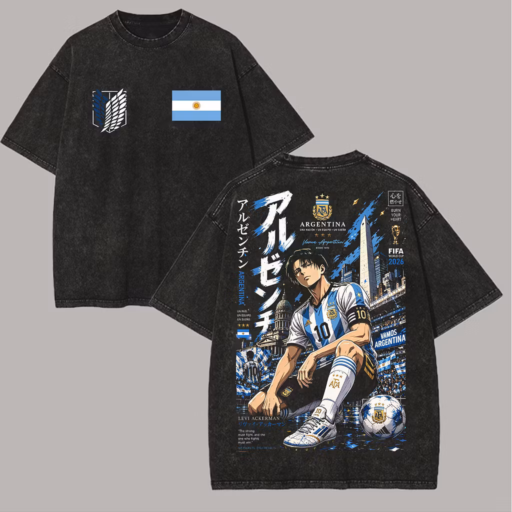Attack on Titan World Cup USA 2026 Unisex Washed T-Shirt