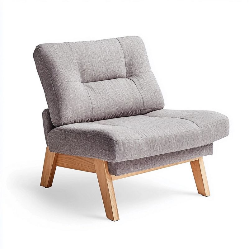 Sofá para sala de estar en tono gris claro 75x80x90 cm con asiento acolchado, estructura de madera y tapizado de tela