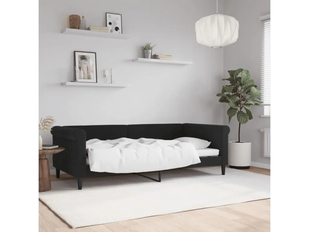 Sofá cama negro 90x190 cm terciopelo