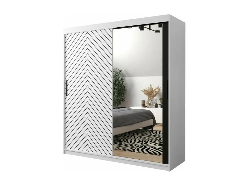 Armario Decoesp 313 Negro | Blanco 200x180x62cm Puertas de armario - Correderas 52843FUSD