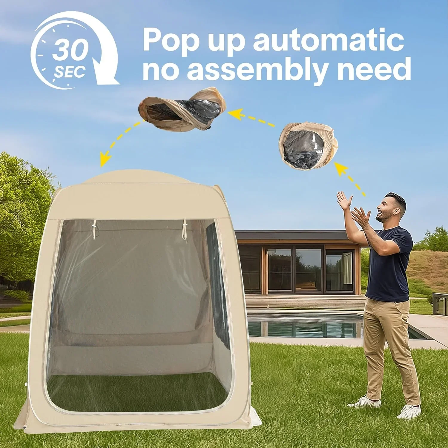 Screen gazebo sleeps 6-10-15 people Igloo-style canopy tent mosquito net on the sides Perfect